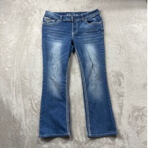 Ariya Jeans Bootcut Women 11/12 Blue Thick Stitch Embellished Flap Pocket